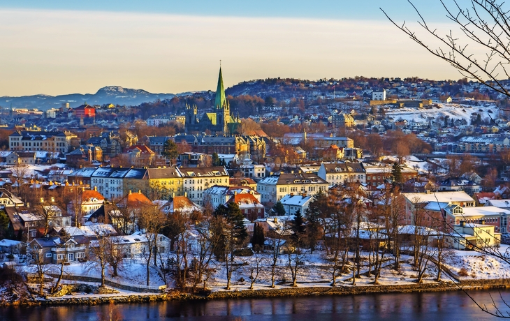 Winteransicht der Stadt von Trondheim in Norwegen